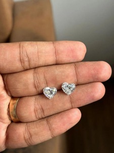 Heart Cut Diamond Stud <b>Earrings</b> Claw Setting Classic Women's Fine Jewelry <b>Earring</b> for <b>Wedding</b> and Gift - Product Image 3