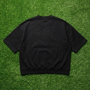 Camiseta de hombre negra oversize con cuello redondo, manga corta, corte relajado, dobladillo acanalado, estilo casual urbano - Product Image 5