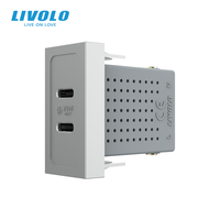 USB-2C Wandsteckdose mit Funktionstaste, Doppel-USB-C-Ausgang, Stromsteckdosenmodul mit 2 Anschlüssen für den Heimgebrauch, Weiß, 22,5mm*45mm