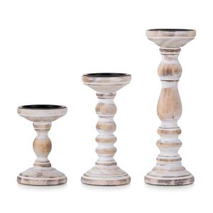 Portavelas de Madera Tallada, Juego de 3 Portavelas Rústicos, Decoración de Estilo Rústico, Decoración de Lujo para el Hogar en Arabia Saudita - Product Image 2