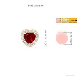 Pendentif en or massif 14 carats avec rubis rouge naturel et halo de diamants en forme de cœur, cadeau de luxe pour la Saint-Valentin, pendentif diamant de haute qualité pour elle - Product Image 2