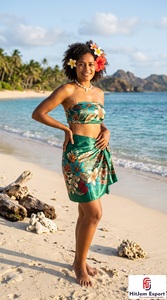 Sarong court imprimé en mousseline tissée, paréo hawaïen, couverture de plage florale tropicale, tissu personnalisé OEM ODM pour garçons - Product Image 3