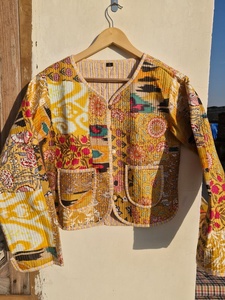 Indian Cotton Hand Block Print Bomber <b>Jackets</b> Patch Work Women Winter <b>Quilted</b> Hooded Reversible Animal Print <b>Jackets</b> - Product Image 3