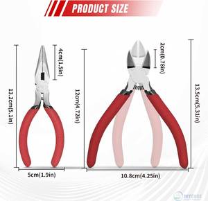 Mini Stainless Steel Jewelry <b>Pliers</b> <b>Set</b> 5 Inch Needle Nose & 14 AWG Flush Wire Cutters for Crafts Zip Tie Sprue Nippers 2pc Kit - Product Image 5