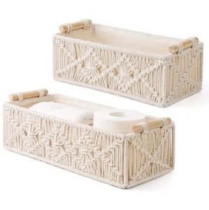 Cesta de Macramé Hecha a Mano de Algodón de Lujo, Diseñada con Estilo Artístico para Tiendas de Conveniencia, Disponible en Tamaños Personalizados - Product Image 3