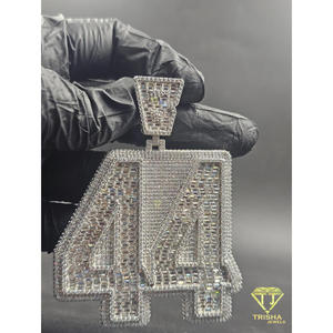 Pendentif Moissanite Diamant Iced Out Numéro 44 Chaîne Hip Hop Bijoux de Luxe Bling Cadeau - Product Image 2