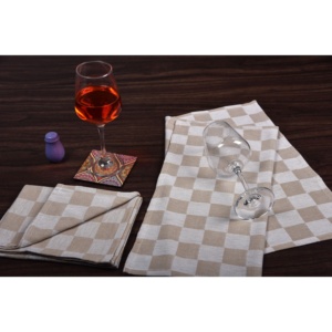 Serviette de cuisine à carreaux en coton 100% de gamme supérieure personnalisée Beige doux confortable à séchage rapide multi-usage pour le nettoyage - Product Image 1