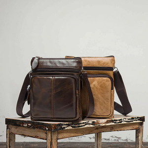 Leather <b>Messenger</b> <b>Bag</b> Zipper Closure Crossbody Shoulder <b>Bag</b> Men <b>Women</b> Daily Use All Seasons Lightweight - Product Image 3