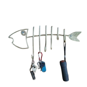 Fish Shape Wall Mounted New Latest Design Hanger Hook Silver Iron Metal Use Bathroom Storage <b>Art</b> Decor Organization - Product Image 1