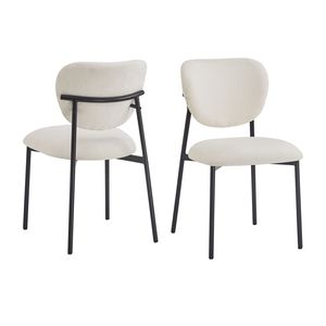 Chaises de salle à manger rembourrées beige avec pieds en métal, lot de 2 - Product Image 6