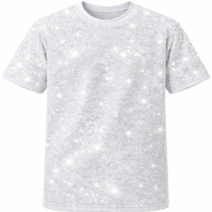 เสื้อยืดคอกลมแขนสั้นสไตล์ฮิปฮอปทรงโอเวอร์ไซส์ ตกแต่งโลโก้ด้วยคริสตัลสั่งทำพิเศษ เนื้อผ้าคอตตอน 100% หนานุ่ม แห้งเร็ว - Product Image 5