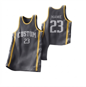 <b>Athletic</b> OEM Mustard Men's Basketball Uniform Set Breathable Mesh V-neck Jersey Quick Dry Digital Customized Printed 100% - Product Image 1