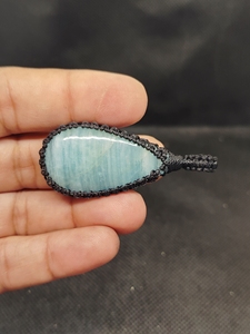 Colgante de macramé Aqua Marine con gemas naturales en cabujón, colgante de macramé hecho a mano, lote mixto de colgantes de macramé - Product Image 2