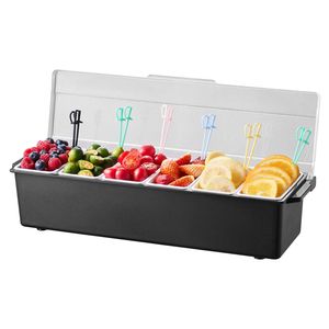 Contenitore Refrigerato per Condimenti a 6 Scomparti, Vassoio Refrigerato per Guarnizioni, Porta Bar con Coperchio, Secchiello per Ghiaccio - Product Image 1