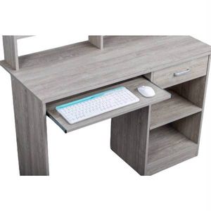 Bureau d'ordinateur en aggloméré gris 110*50*95cm avec un tiroir et deux niveaux - Product Image 4