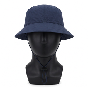 Unisex Fisherman Bucket <b>Hat</b> Solid Navy Blue Nylon Wide Brim Casual Outdoor Streetwear Fashion Adult Spring <b>Summer</b> - Product Image 1