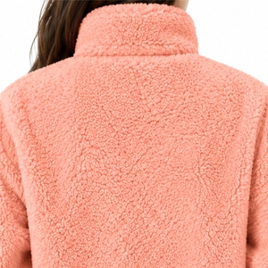 Chaqueta de Sherpa Suave para Mujer, Chaqueta Informal con Cierre Frontal, Ropa de Forro Polar para Exteriores, Superficie de Forro Polar Afelpado, Textura con Logotipo Estampado, Chaqueta de Invierno - Product Image 5