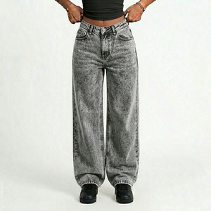 Jeans de mezclilla retro americanos de diseño único, pantalones rectos holgados para mujer, jeans de pierna ancha para mujer - Product Image 4