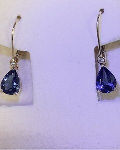 Pendientes Colgantes de Tanzanita con Corte de Pera en Oro Blanco de 14kt, Diamantes Reales, Cierre de Palanca, Joyería Fina para Mujer, Regalo para Novia - Product Image 2