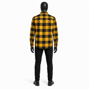 Camisa de Franela a Cuadros Amarilla y Negra para Hombre, de Manga Larga, con Botones, Estilo Casual y Urbano, Talla Grande - Product Image 5