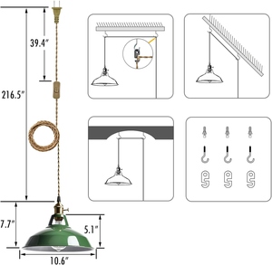 Vintage Plug In Pendant <b>Light</b> Industrial Hanging Lamp Green Metal Pendant <b>Light</b> Farmhouse <b>Ceiling</b> <b>Light</b> <b>Retro</b> Hanging <b>Light</b> - Product Image 3