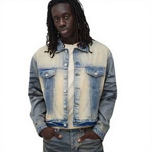 Chaqueta de Mezclilla Casual de Alta Calidad para Hombre, con Cuello Alto, Botones Frontales, Logotipo, Manga Larga, Lisa, de Secado Rápido y Transpirable - Product Image 1