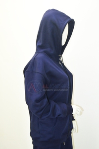 Ropa Deportiva Personalizada, Sudadera con Capucha Azul Marino para Mujer, Informal, 100% Algodón Tejido, Manga Larga, Transpirable, Antiencogimiento, OEM, Personalizable, Invierno - Product Image 2