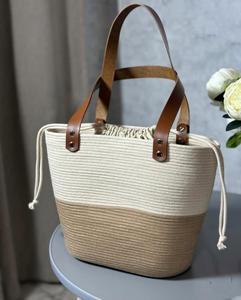 Nouveau Panier Portable Bohème Nuage d'été pour Fille, Sac à Main Décontracté Mignon, Panier de Pique-nique en Jute Tressé Couleur Unie, Idéal Plage et Voyage - Product Image 1