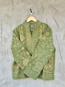 Ropa Unisex Ecológica, Transpirable, de Algodón, con Bordado Suzani, Estilo Étnico Indio, Boho, Floral, Hecha a Mano, para Otoño e Invierno, Color Marrón Vintage - Product Image 4