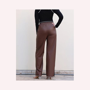 Pantalon femme en similicuir de luxe, extensible, taille haute, coupe slim, confortable et élégant - Product Image 5