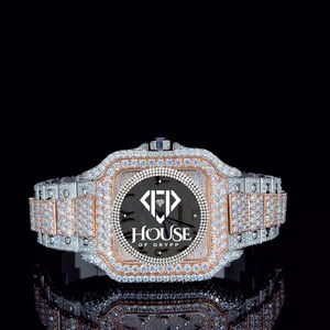 Reloj de Cuarzo Cuadrado con Diamantes VVS Unisex, Correa de Acero Inoxidable, Visualización de Fecha, Reloj de Moda de Lujo Estilo Hip Hop - Product Image 1