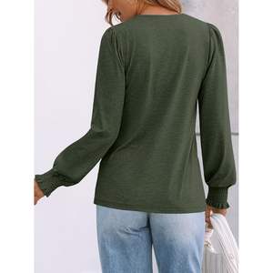 2025 2025 Otoño/Invierno moda mujer traje de moda Camiseta de manga larga Top Blusa con cuello en V elegante estilo informal de negocios XL - Product Image 2