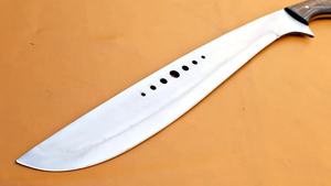 Couteau Bowie en acier inoxydable Damas, manche en bois pleine longueur, pour la chasse et le camping en extérieur, OEM, marque privée, ultra-affûté - Product Image 4