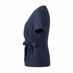 Blazer vert col en V pour femme, veste enveloppante à manches longues, broderie boutonnée, taille nouée, coupe ajustée, vêtement de bureau - Product Image 2