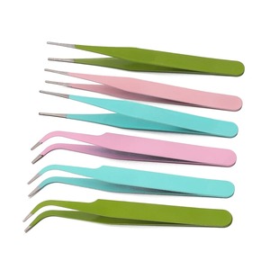 1 Pinza para recoger pedrería de uñas y pestañas, con punta recta, 5 colores, moderna, de acero inoxidable, para cejas - Product Image 2