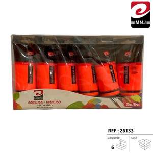 Pintura Acrílica Fluorescente Naranja, 75 ml, para Papel - Product Image 3