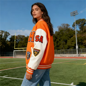 Chaqueta Varsity de Invierno con Cuello Alto y Bordado de Logotipo de Calidad, Chaqueta de Béisbol con Letras, para Hombre, de Lana, con Parches, Talla Grande - Product Image 5