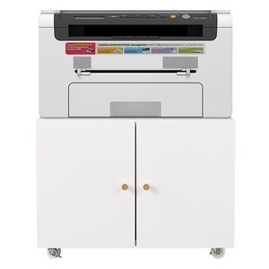 Adjustable White Metal Printer Stand with <b>Storage</b> Mobile File <b>Cabinet</b> for <b>Small</b> Spaces Door with Wheels and Shelf - Product Image 5