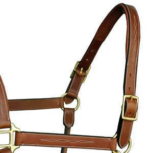 Licol pour cheval en cuir et nylon de haute qualité 100% authentique, design anatomique, surpiqûres fantaisie, boucles en laiton, sports équestres, équitation - Product Image 6