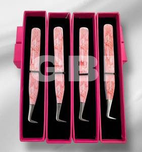Extensions de cils en acier inoxydable à pointe en fibre lisse, recouvertes de papier cerise, 10 mm, courbure 90 degrés, modèle Spider - Product Image 3