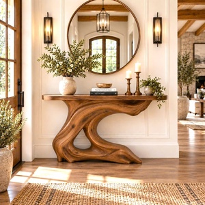 Table console rustique à bord naturel pour entrée, design rustique, table d'appoint artisanale, mobilier - Product Image 3