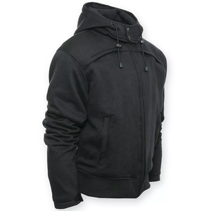 Chaqueta de Motocicleta para Hombre, Negra, de Forro Polar, con Capucha y Cierre Frontal, Protectora, Cortavientos, Informal, para Todas las Estaciones - Product Image 1