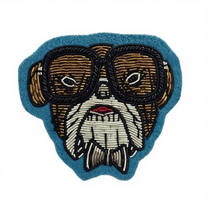 Patch brodé main visage de chien, badge animal personnalisé, patch brodé fait main de qualité supérieure pour chapeaux, velours 3D - Product Image 1