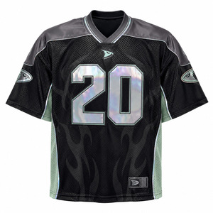 Camiseta de Fútbol Americano Negra Personalizada para Hombre, Número 20, Sublimada, de Malla, Cuello en V, Manga Corta, Transpirable, Ropa Deportiva - Product Image 1