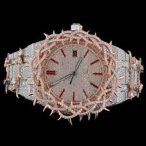 Stunning Shine Moissanite Diamond <b>Watch</b> With Fully <b>Iced</b> <b>Out</b> Face and Stainless Steel Band Designed For Fashion & Elegant Style - Product Image 1