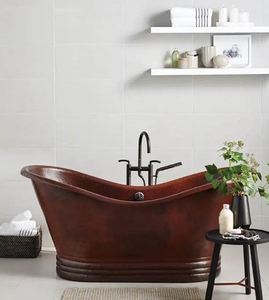 Standing Skirted Base Clawfoot Design Hammered Copper Soaking Tubs Crafted By Hand - Product Image 1