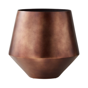 Maceta Moderna Minimalista de Metal para Interiores, Decorativa para el Hogar, con Acabado en Cobre y Diseño Geométrico - Product Image 1