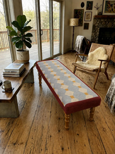 Boho Geometric Kilim Wool Jute <b>Bench</b> Handwoven Upholstered Accent Seat Rustic Bedroom Entryway Custom Size Furniture - Product Image 3