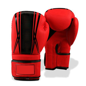 Gants de boxe personnalisés avec logo rouge et noir, en cuir PU, pour entraînement MMA, kickboxing, sparring, sac de frappe, vente en gros - Product Image 1