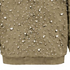 Sweat à capuche zippé kaki orné de perles, veste streetwear tendance à manches longues avec poches avant - Product Image 6